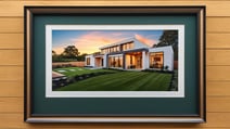 framed picture of a house