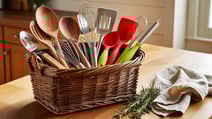 kitchen utensils in a gift basket